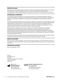 2019-05
9020-8080, Rev. AC
LC: es-ES
Traducción de instrucciones originales
Eng. Ref.: 9020-8071
Region: MR
2
© 2019 Beckman