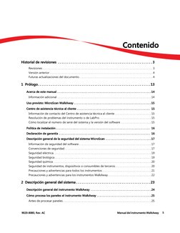 5
9020-8080, Rev. AC
Manual del instrumento WalkAway 
Contenido
Historial de revisiones . . . . . . . . . . . . . . . . . . .