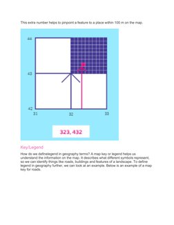 This extra number helps to pinpoint a feature to a place within 100 m on the map.
Key/Legend
How do we definelegend in geogra