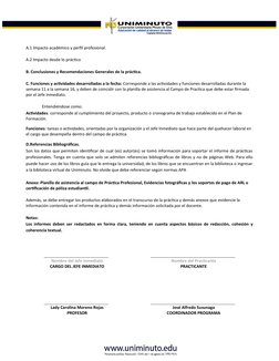 A.1 Impacto académico y perfil profesional.
A.2 Impacto desde lo práctico
B. Conclusiones y Recomendaciones Generales de la p