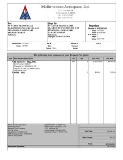 Date:
Time:
# of Items:
Page:
Quote #:
PT AVTEK TRANSUTAMA
JL. KEMUKUS NO.32 BLOK A-18
PINANGSIA, TAMAN SARI
JAKARTA BARAT
In