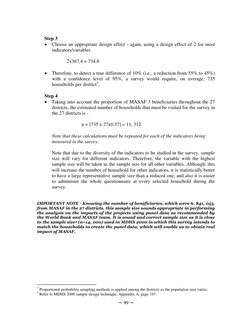 ~ 99 ~ 
 
 
Step 3 
 Choose an appropriate design effect - again, using a design effect of 2 for most 
indicators/variables