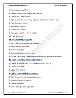 venkatesh.mansani@yahoo.com 
 
Naresh i Technologies 
Java By Venkatesh Mansani 
 
venkatesh.mansani@yahoo.com 
2) Type proje