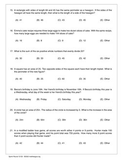 Math League Practice Set 1 | PDF | Mathematics | Elementary Mathematics