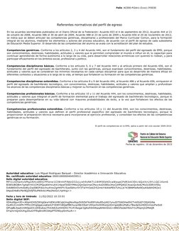 Folio AC000-Pi2dn1-Zcvo1-JY0030 
Referentes normativos del perfil de egreso 
En los acuerdos secretariales publicados en el D