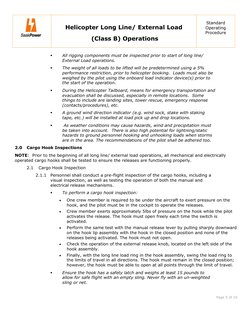 Helicopter Long Line/ External Load 
 (Class B) Operations 
Standard 
Operating 
Procedure 
 
 
 
 
Page 5 of 10 
 
 
 
