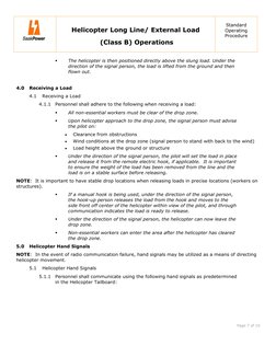 Helicopter Long Line/ External Load 
 (Class B) Operations 
Standard 
Operating 
Procedure 
 
 
 
 
Page 7 of 10 
 
 
 
