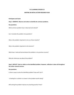 FS2 Episode 19: Action Research Plan | PDF | Learning | Action Research