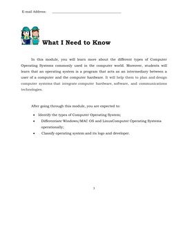 3 
 
 E-mail Address:      ____________________________________________ 
 
 
 
 
 What I Need to Know 
 
 
 
 
In this module