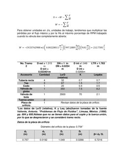 0 = −𝑊−∑𝐹
𝑀 
𝑊= −∑𝐹
𝑀 
Para obtener unidades en J/s, unidades de trabajo, tendremos que multiplicar las 
pérdidas por e