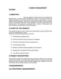E-BOOK MANAGEMENT 
SYSTEM
1.OBJECTIVE: 
                               The main obje
