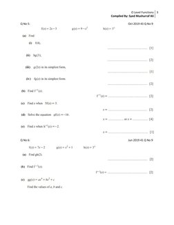 O Level Functions Question Compilation | PDF