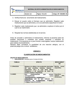 MATERIAL DE APOYO ADMINISTRACIÓN DE MEDICAMENTOS
Versión: 0,2
Página: 10 de 45
Código: GP– MAAMD- 08
3. Verificar fecha de  v