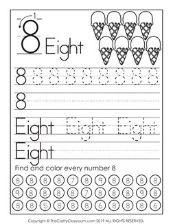 8 Eight
þ/////////////þ
þ/////////////þ
8
þ/////////////þ
Eight Eight Eight
þ/////////////þ
Eight
Find and color every number