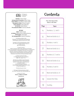 Numbers 9 and 10
Read and Write to 10
Connect the Dots
Counting
10
11
12
13
4
5
6
7
8
9
Page
Topic
Numbers 1, 2, and 3
Read a