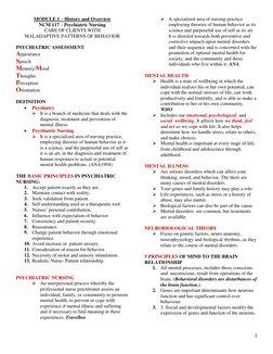 NCM 117 - Psychiatric Nursing (MODULE 1 & 2) | PDF | Mental Disorder ...