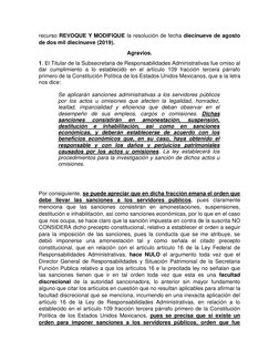 recurso REVOQUE Y MODIFIQUE la resolución de fecha diecinueve de agosto 
de dos mil diecinueve (2019). 
Agravios. 
1. El Titu