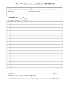 Software Requirements Traceability Matrix (SRTM) Checklist
Date(s) of Assessment: ______________ Project: ___________________