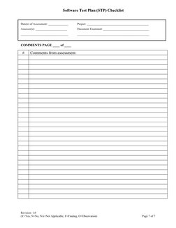 Software Test Plan (STP) Checklist
Date(s) of Assessment: ______________
Project: ___________________________________________