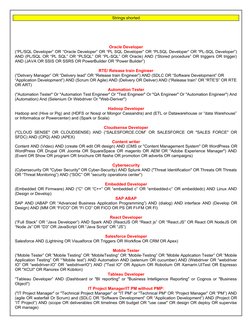 Strings shorted
Oracle Developer 
(“PL/SQL Developer” OR “Oracle Developer” OR “PL SQL Developer” OR “PLSQL Developer” OR “PL