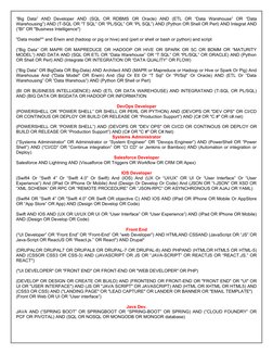 “Big  Data”  AND  Developer  AND  (SQL  OR  RDBMS  OR  Oracle)  AND  (ETL  OR  “Data  Warehouse”  OR  “Data
Warehousing”) AND