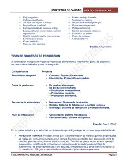[INSPECTOR DE CALIDAD] PROCESOS DE PRODUCCION 
 
FACILITADOR: ING. MICHAEL J. FERREIRAS 
Página 2 
 
 
Flujos regulares. 
