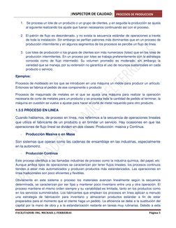 [INSPECTOR DE CALIDAD] PROCESOS DE PRODUCCION 
 
FACILITADOR: ING. MICHAEL J. FERREIRAS 
Página 5 
 
1.  Se procesa un lote d
