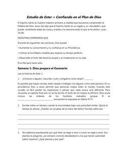 Estudio de Ester = Confiando en el Plan de Dios
El Espíritu Santo es nuestro maestro primario a medida que buscamos comprende