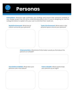Instructions: Personas help synthesize your findings and ensure that everyone involved in
your design project has the same un