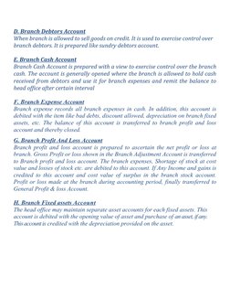 D. Branch Debtors Account
When branch is allowed to sell goods on credit. It is used to exercise control over 
branch debtors