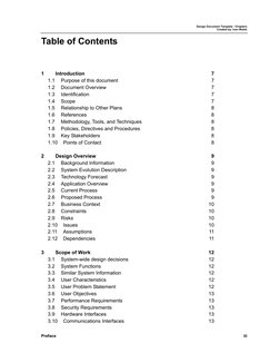 Design Document Template - Chapters 
Created by: Ivan Walsh  
Table of Contents 
1 
Introduction 
7 
1.1 
Purpose of this doc
