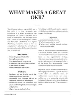 4
PROVISION CPAS
WHAT MAKES A GREAT
OKR?
To build a great OKR, we'll need to separate
the OKRs into objectives and key result