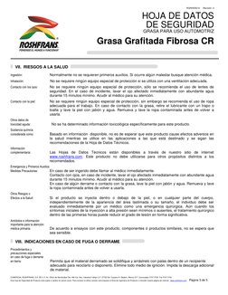 RGRHDS010     Revisión: 4 
 
HOJA DE DATOS 
 DE SEGURIDAD 
GRASA PARA USO AUTOMOTRIZ 
 
Grasa Grafitada Fibrosa CR