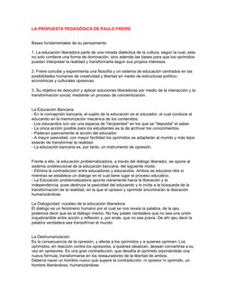 LA PROPUESTA PEDAGÓGICA DE PAULO FREIRE
Bases fundamentales de su pensamiento 
1. La educación liberadora parte de una mirada