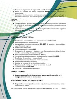 Realizar las inspecciones de seguridad de acuerdo al cronograma de inspecciones.
Crear  los  formatos  de  entrega  inspecc