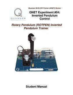 Quanser NI-ELVIS Trainer (QNET) Series:
QNET Experiment #04:
Inverted Pendulum
Control
Rotary Pendulum (ROTPEN) Inverted
Pend