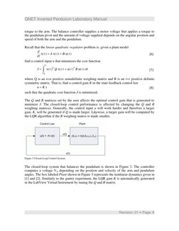 QNET Inverted Pendulum Laboratory Manual
torque to the arm. The balance controller supplies a motor voltage that applies a to