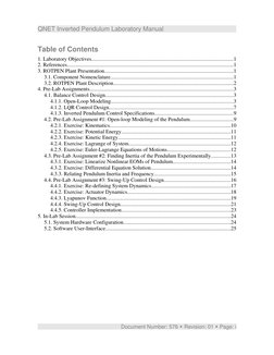 QNET Inverted Pendulum Laboratory Manual
Table of Contents
1. Laboratory Objectives..........................................