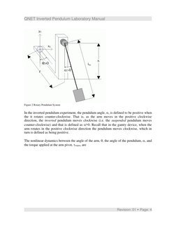 QNET Inverted Pendulum Laboratory Manual
Figure 2 Rotary Pendulum System
In the inverted pendulum experiment, the pendulum an