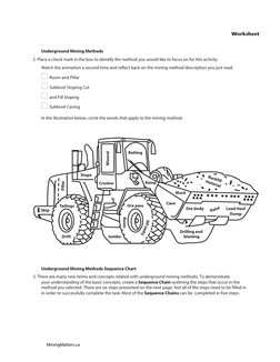 Underground Mining Methods	
2. Place a check mark in the box to identify the method you would like to focus on for this activ