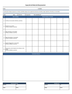 Fecha:
Localidad:
A continuación indique la posición en el Rack si identificar alguno de los siguientes elementos (Tornillerí