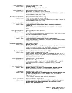 ROBINSONJCJ@GMAIL.COM
912 819822
ARQUITECTO
CAP 18687
• Enero - Agosto del 2013
Duración: 8 meses
•