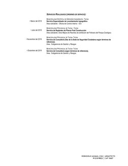 ROBINSONJCJ@GMAIL.COM
912 819822
ARQUITECTO
CAP 18687
• Marzo del 2018
• Julio del 2018
