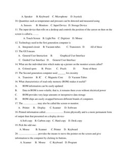 A. Speaker      B. Keyboard     C. Microphone     D. Joystick 
10. Quantities such as temperature and pressure can