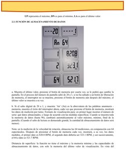 UP representa el máximo, DN es para el mínimo, LA es para el último valor.
2.3. FUNCIÓN DE ALMACENAMIENTO DE DATOS
a. Muestra