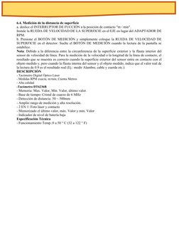 6.4. Medición de la distancia de superficie
a. deslice el INTERRUPTOR DE FUCCIÓN a la posición de contacto "m / min".
Instale