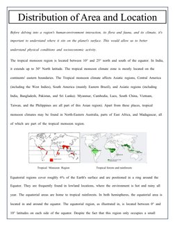 Distribution of Area and Location 
z
Before delving into a region's human-environment interaction, its flora and fauna, and i