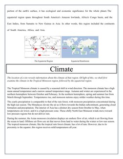 portion of the earth's surface, it has ecological and economic significance for the whole planet. The 
equatorial region span