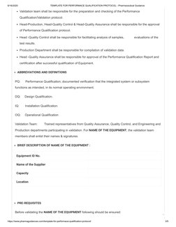 Performance Qualification Protocol Template | PDF | Verification And ...