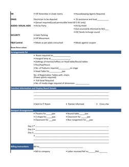 HK
• VIP Amenities in cloak rooms 
• Housekeeping Agents Required
ENGG 
•  DJ assistance and load________________
• Genset re